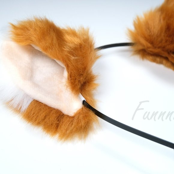 Brown Fox Ears and Tail Cosplay Headband Tail Kit - Picture 3 of 9